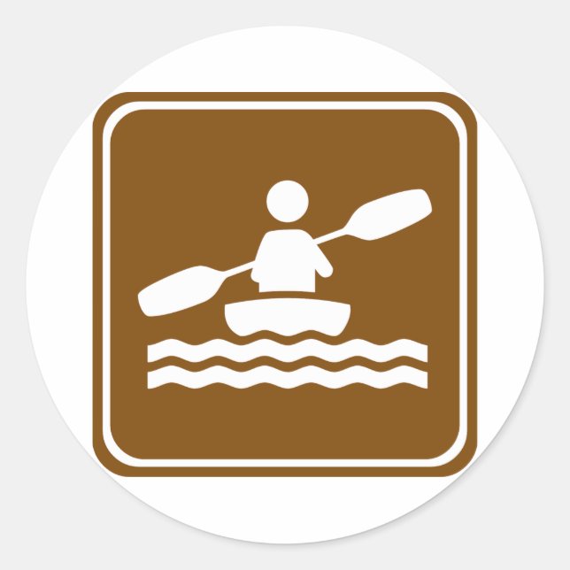 Kayaking Highway Sign Classic Round Sticker (Front)