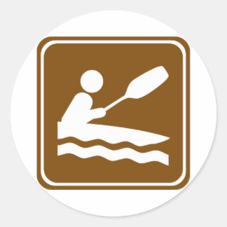 Kayaking Highway Sign Classic Round Sticker
