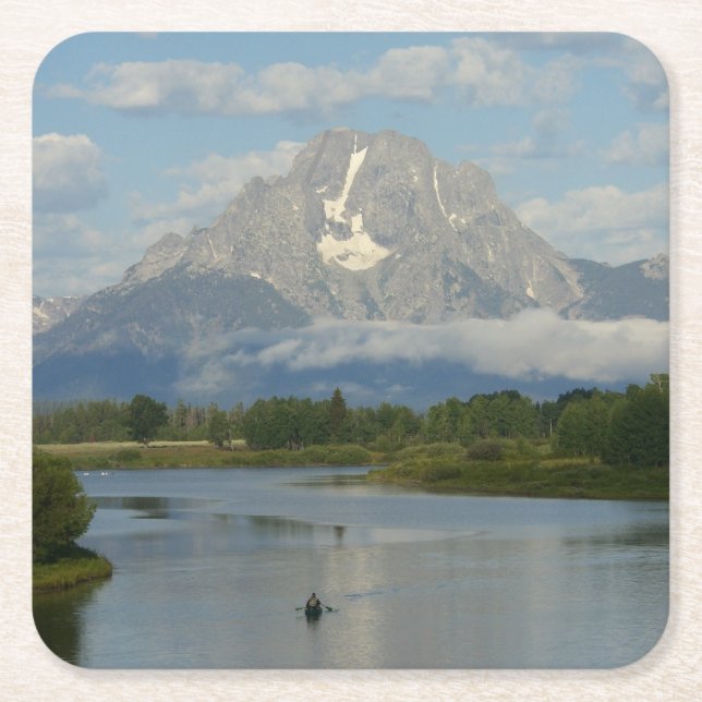 Kayaking in Grand Teton National Park Square Paper Coaster (Front)