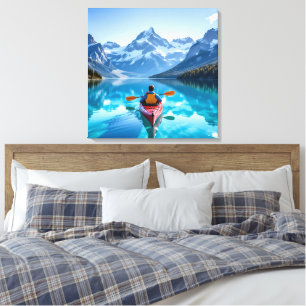  Kayaking in Mountains  Beautiful Nature Canvas Print