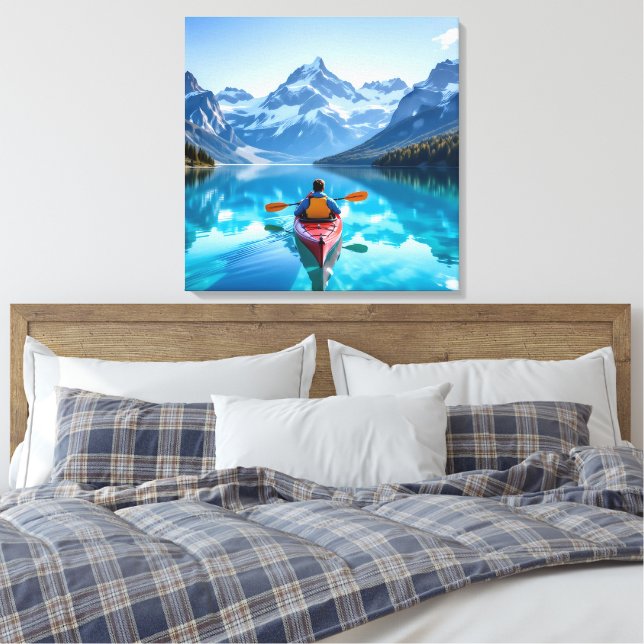  Kayaking in Mountains  Beautiful Nature Canvas Print (Insitu(Bedroom))