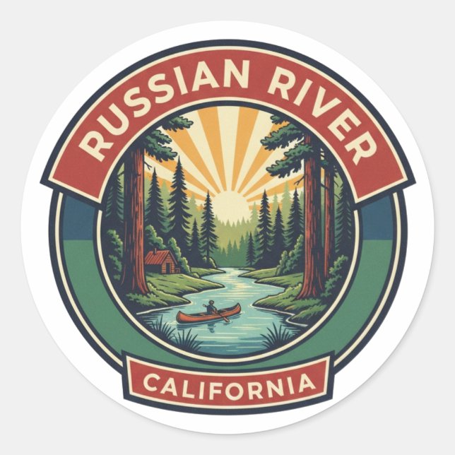 Kayaking in Russian River California Travel Classic Round Sticker (Front)