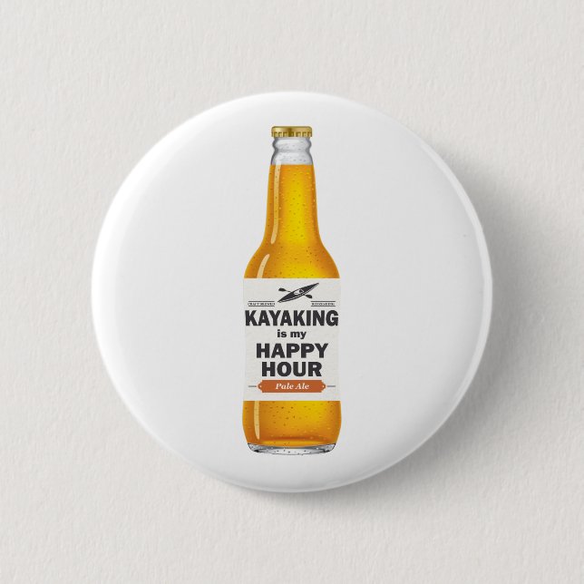 Kayaking Is My Happy Hour 2 Inch Round Button (Front)