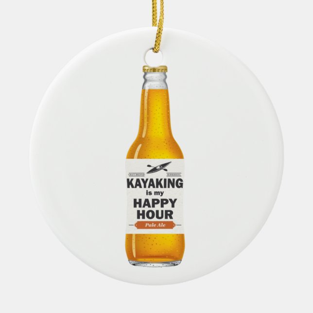 Kayaking Is My Happy Hour Ceramic Ornament (Front)