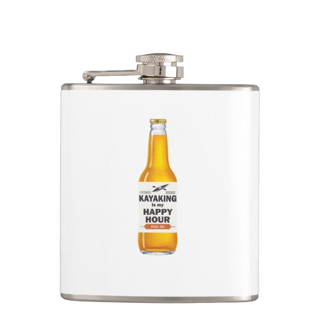 Kayaking Is My Happy Hour Hip Flask (Front)