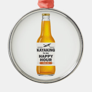 Kayaking Is My Happy Hour Metal Ornament