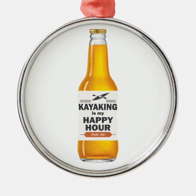 Kayaking Is My Happy Hour Metal Ornament (Front)