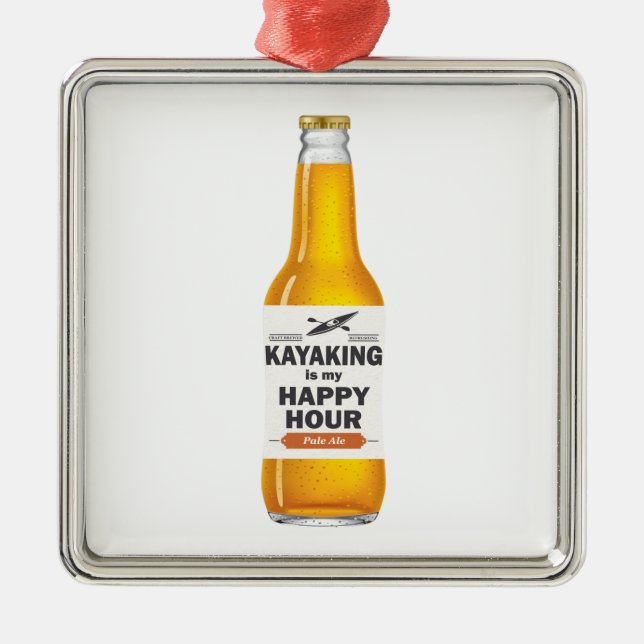 Kayaking Is My Happy Hour Metal Ornament (Front)