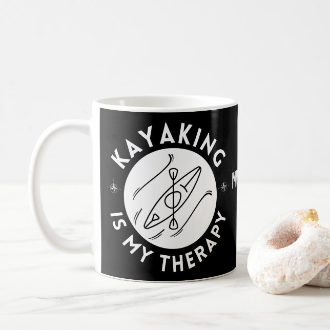 Kayaking Is My Therapy Coffee Mug (With Donut)