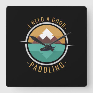 Kayaking Kayak Paddling Square Wall Clock