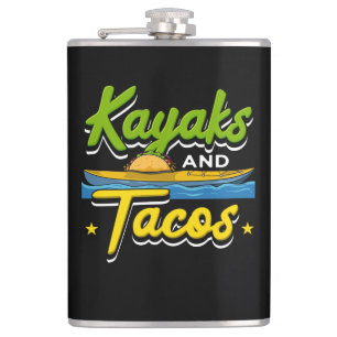 Kayaking - Kayaks and Tacos Funny Kayaking Hip Flask