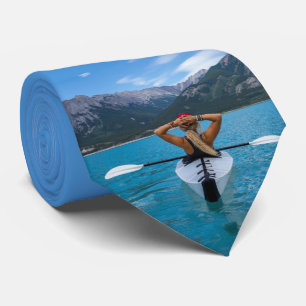 Kayaking Lake Mountain Blue Water Necktie
