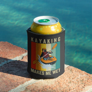 Kayaking Makes me Wet Funny Canoeing Vintage Retro Can Cooler