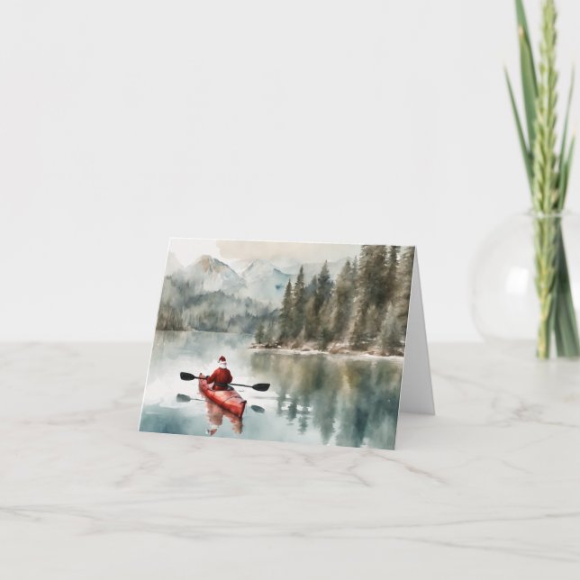 Kayaking Northwest Santa Christmas Card (Front)