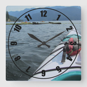 Kayaking on the Ocean Square Wall Clock