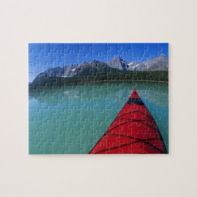 Kayaking on Waterfowl Lake below Howse Peak Jigsaw Puzzle (Horizontal)