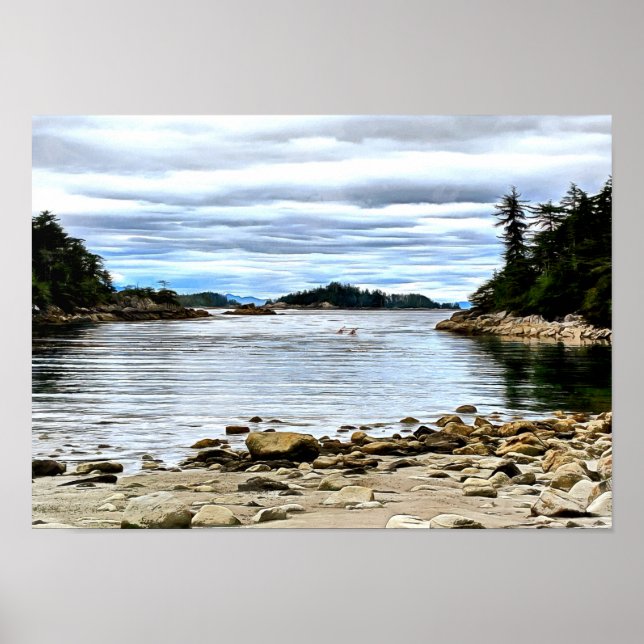 Kayaking out of a Cove Near Barenof Island Poster (Front)