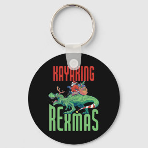 Kayaking Rexmas T-rex Dinosaur Christmas Holiday K Keychain
