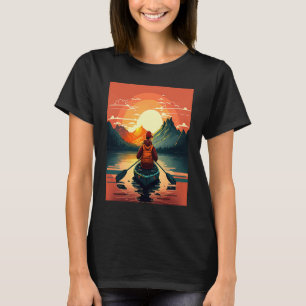 Kayaking River Camper River Boating In Sunset  2 T-Shirt