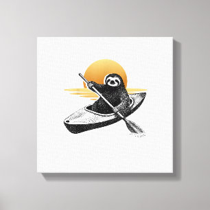 Kayaking Sloth Kayak, Kayaker, Canoe Paddling T-Sh Canvas Print