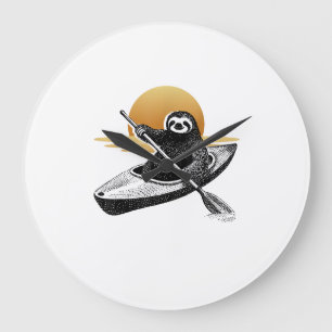 Kayaking Sloth Kayak, Kayaker, Canoe Paddling T-Sh Large Clock