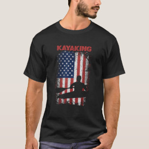 Kayaking Sports Retro American Flag USA America T-Shirt