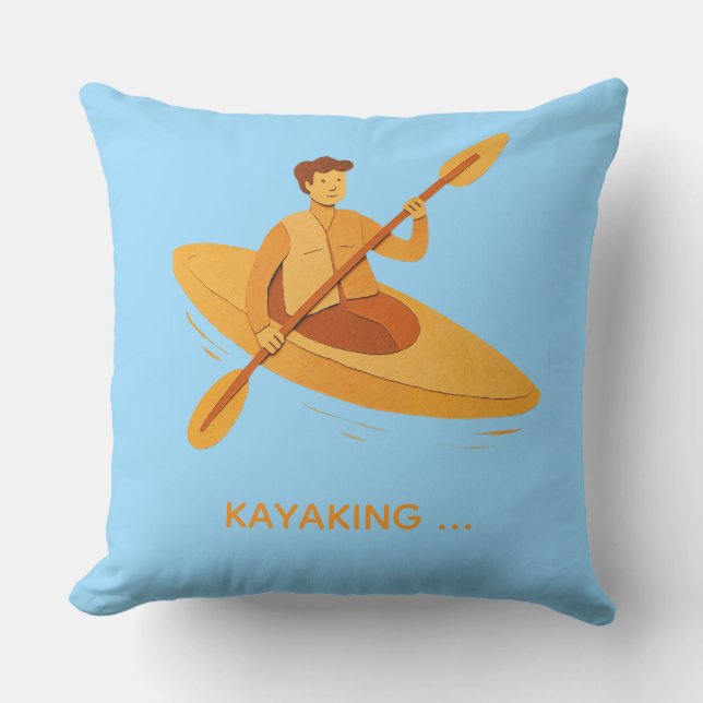 Kayaking Throw Pillow (Front)