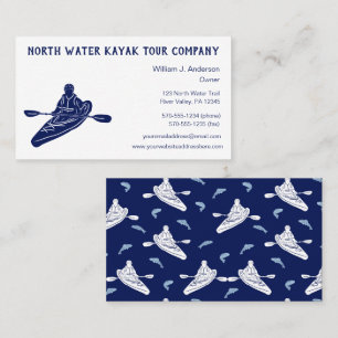 Kayaking Tours Lessons Sales Navy Blue Kayak Business Card