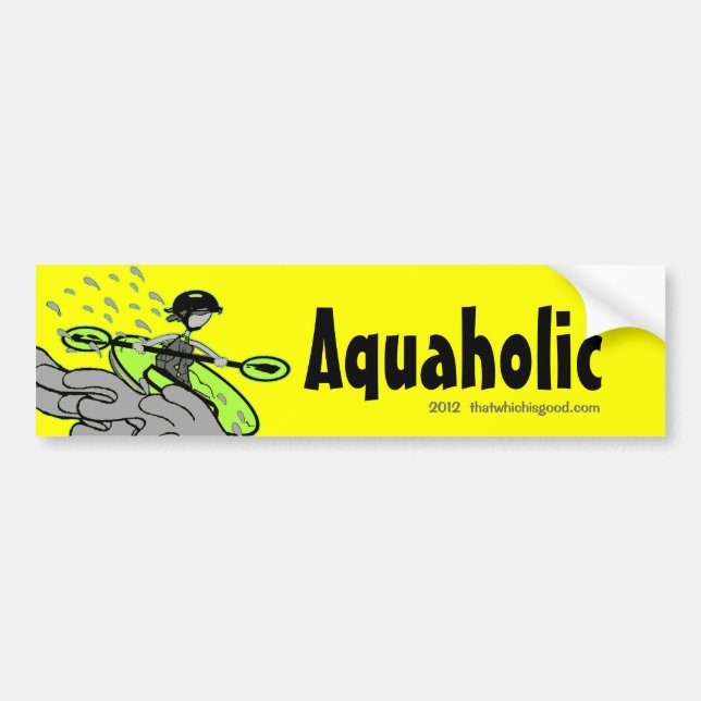 Kayaking Whitewater Silhouette Bumper Sticker (Front)