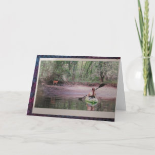 Kayaking with a Deer Greeting Card-Blank Inside Card