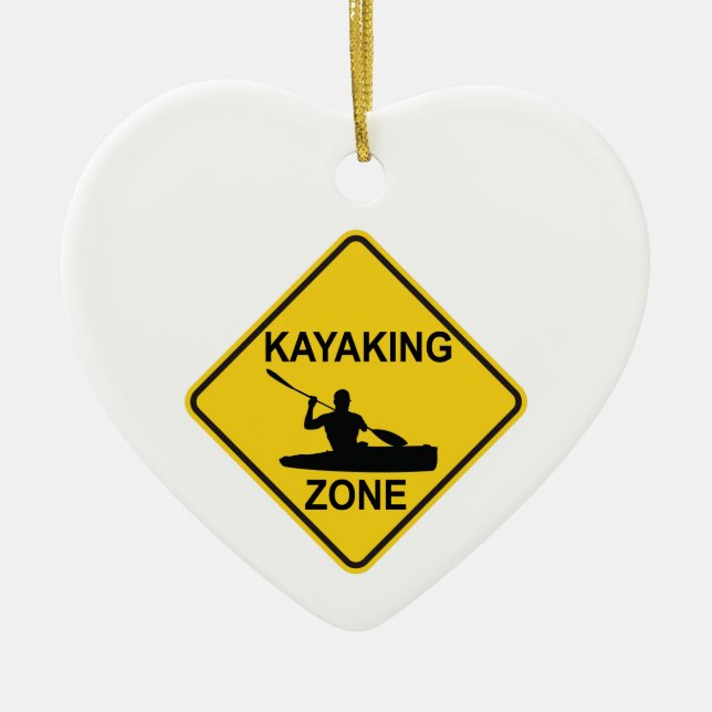 Kayaking Zone Road Sign Ceramic Ornament (Front)