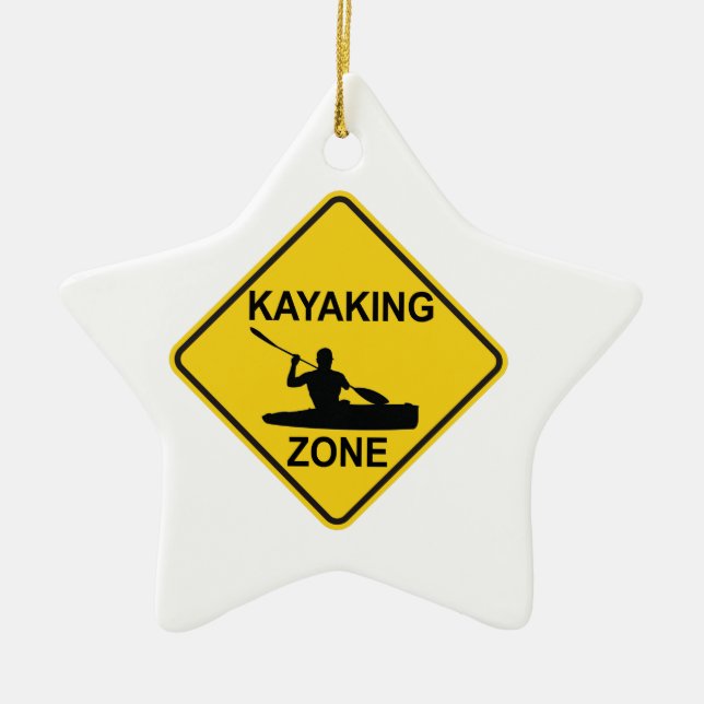 Kayaking Zone Road Sign Ceramic Ornament (Front)