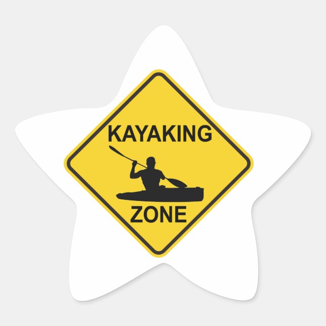 Kayaking Zone Road Sign Star Sticker (Front)