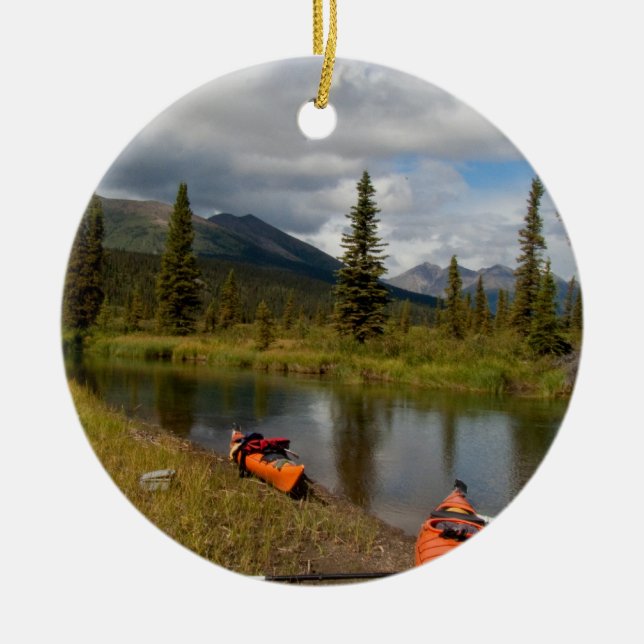 Kayaks at Rest Ceramic Ornament (Front)