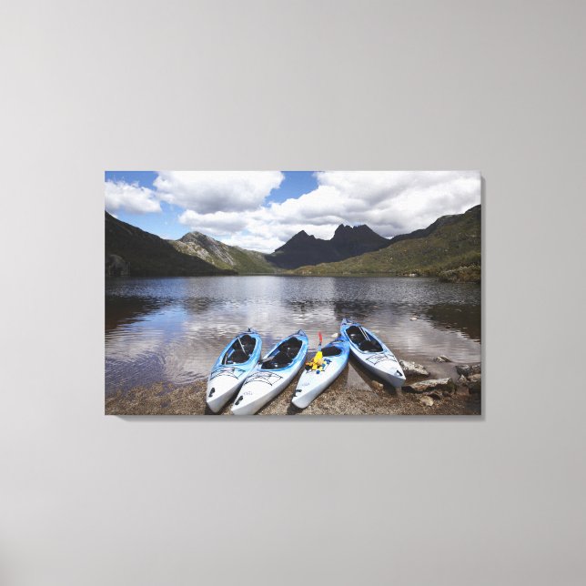 Kayaks, Cradle Mountain and Dove Lake, Cradle Canvas Print (Front)