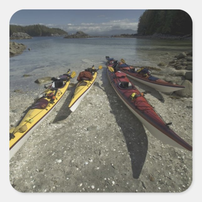 Kayaks on Dicebox Island, Broken Island Group, Square Sticker (Front)