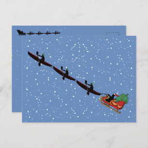 Kayaks Pulling Sleigh Folded Greeting Card