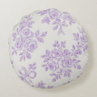 Kaye and Summer Lavender Flowers Round Pillow