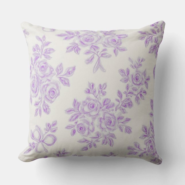Kaye and Summer Lavender Flowers Throw Pillow (Front)