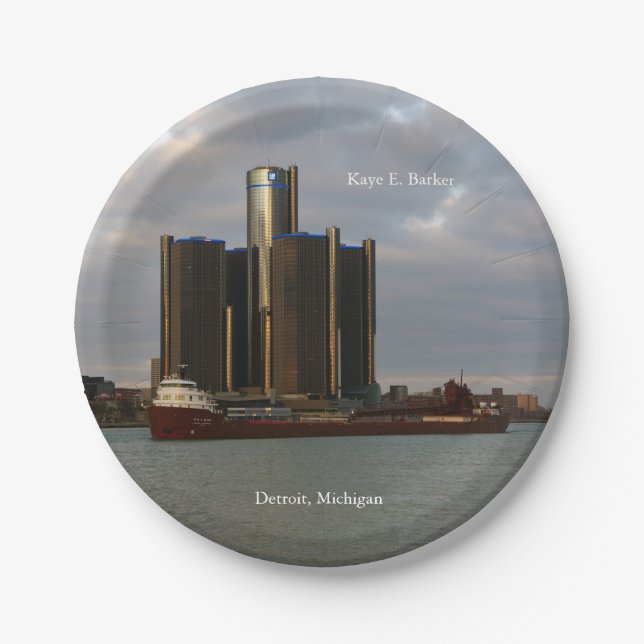 Kaye E. Barker Detroit paper plate (Front)