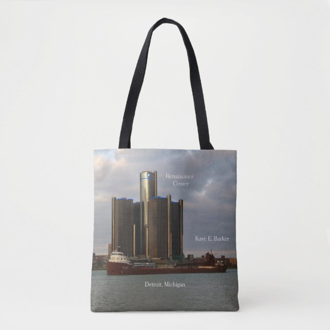 Kaye E. Barker & Ren Cen Detroit all over tote bag (Front)