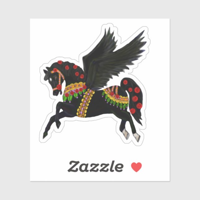 Kayemess Black Carousel Pegasus Sticker (Sheet)