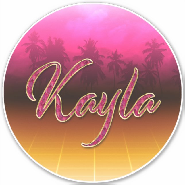 Kayla First Name Golden pink Sticker (Front)