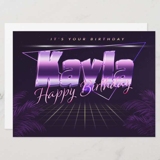 Kayla Name First name lila retro card Birthday (Front/Back)