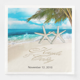 KAYLA Starfish Couple ASK 4 YOUR NAMES PUT IN SAND Napkin