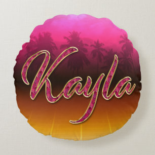 Kayla Vorname Name golden pink Kissen Round Pillow