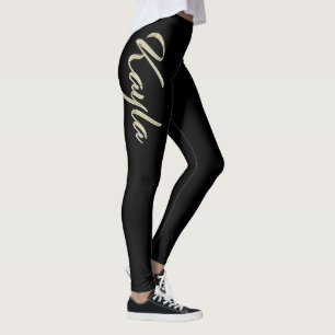 Kayla white gold Handwriting trousers Leggings