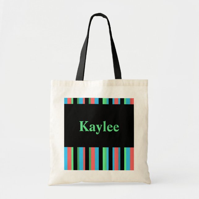 Kaylee Pretty Striped Tote Bag (Front)