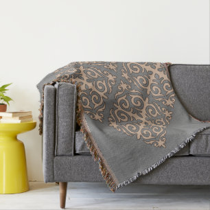 Kazakh ornament pattern throw blanket