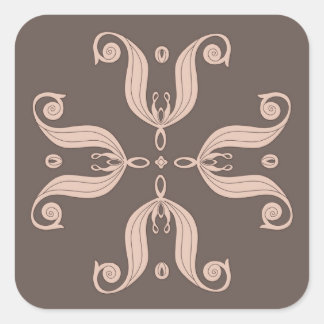 Kazakh tulips pattern square sticker